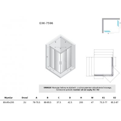 New Trendy Smart Gold Brushed kabina prysznicowa 90x80 cm prostokątna złoty szczotkowany/szkło przezroczyste EXK-7596