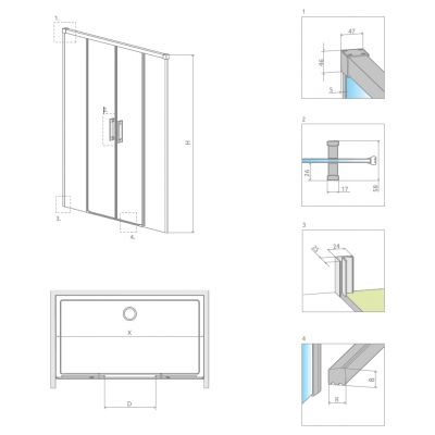 Radaway Idea Black DWD drzwi prysznicowe 140 cm wnękowe czarny mat/szkło przezroczyste 387124-54-01