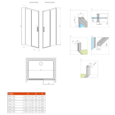 Radaway Idea DWJ drzwi prysznicowe 140 cm wnękowe prawe chrom/szkło przezroczyste 387018-01-01R