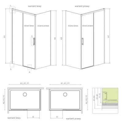 Radaway Idea Black KDJ drzwi prysznicowe 120 cm prawe czarny mat/szkło przezroczyste 387042-54-01R