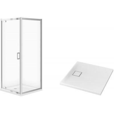 Zestaw Cersanit Arteco kabina prysznicowa 80x80 cm kwadratowa z brodzikiem Tako Slim białym (S157009, S601121)