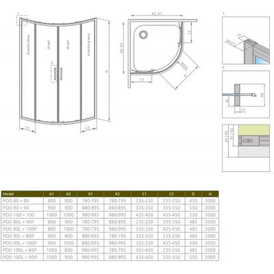 Radaway Premium Pro PDD drzwi prysznicowe szkło przezroczyste 1013000-01-01