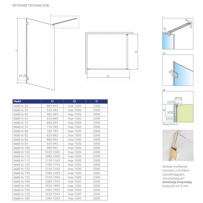 Radaway Essenza Pro White Walk-in ścianka prysznicowa 95 cm biały mat/szkło przezroczyste 10103095-04-01