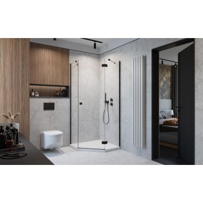 Radaway Essenza New Black PTJ drzwi prysznicowe 60 cm prawe czarny mat/szkło przezroczyste 1385010-54-01R