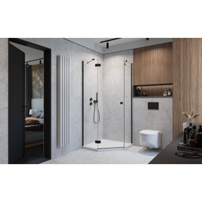 Radaway Essenza New Black PTJ drzwi prysznicowe 60 cm lewe czarny mat/szkło przezroczyste 1385010-54-01L