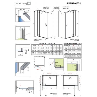 Radaway Fuenta Chrome KDJ drzwi prysznicowe 120 cm uchylne chrom połysk/szkło przezroczyste 1384042-01-01R