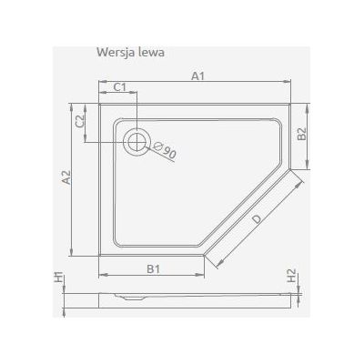 Radaway Doros PT E brodzik pięciokątny 90x80 cm biały SDRPT9080-01L