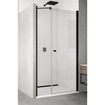 SanSwiss Solino drzwi prysznicowe 110 cm czarny mat/szkło przezroczyste SOL3111000607