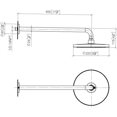 Dornbracht Meta deszczownica z ramieniem chrom polerowany 28649970-00