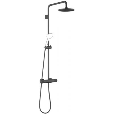 Dornbracht Flowreduce zestaw wannowo-prysznicowy ścienny termostatyczny z deszczownicą czarny 34459979-33