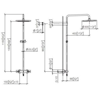 Dornbracht Specific zestaw prysznicowy ścienny termostatyczny z deszczownicą chrom 34460979-00