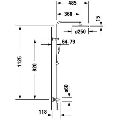 Duravit B.1 zestaw prysznicowy ścienny termostatyczny z deszczownicą chrom B14280008010