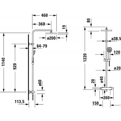 Duravit B.2 zestaw prysznicowy ścienny termostatyczny chrom B24280008