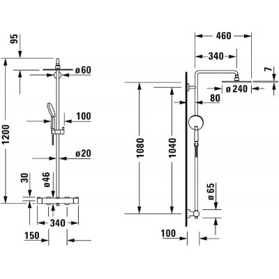 Duravit C.1 zestaw prysznicowy ścienny termostatyczny z deszczownicą chrom C14280008010