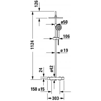 Duravit Shower Systems zestaw prysznicowy ścienny termostatyczny chrom TH4282008010