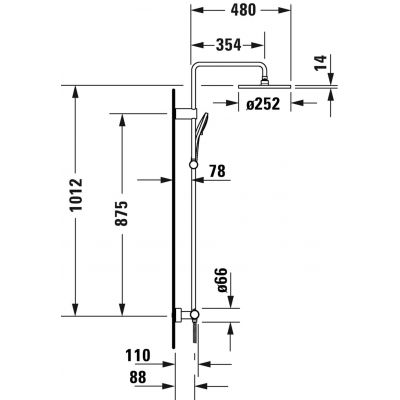 Duravit Shower Systems zestaw prysznicowy ścienny termostatyczny złoty polerowany TH4282008034