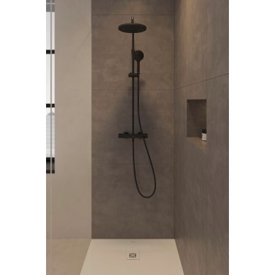Duravit Shower Systems zestaw prysznicowy ścienny termostatyczny czarny mat TH4282008046