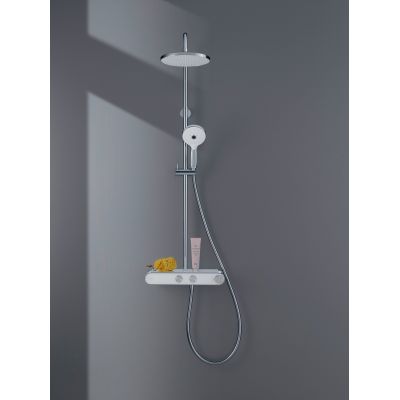 Duravit Shower Systems zestaw prysznicowy ścienny termostatyczny chrom biały połysk TH4380008005
