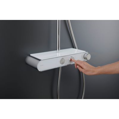 Duravit Shower Systems zestaw prysznicowy ścienny termostatyczny MinusFlow chrom biały połysk TH4382008005