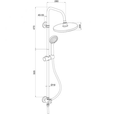Duschy Canaria zestaw prysznicowy ścienny z deszczownicą chrom 427-90