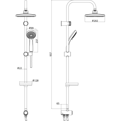 Hyggli Eco Swift zestaw prysznicowy ścienny z deszczownicą chrom 18-141