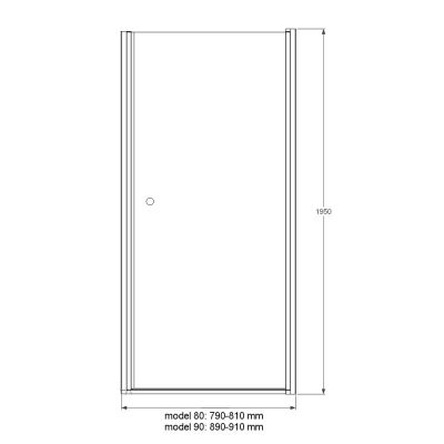Duso drzwi prysznicowe 90 cm wnękowe chrom/szkło przezroczyste DS202T