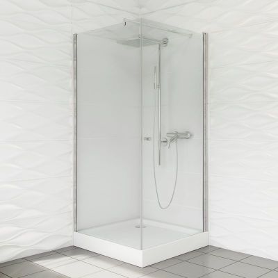Duso kabina prysznicowa 80 cm kwadratowa chrom/szkło przezroczyste DS501T