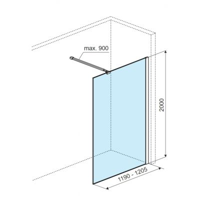 Excellent Vidoq kabina prysznicowa Walk-In 120x83 cm złoty połysk/szkło przezroczyste czarny mat/szkło przezroczyste KAEX.1507.K.1200.0830.BL