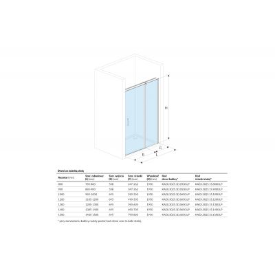 Excellent Mazo drzwi prysznicowe 90 cm ze ścianką stałą szkło przezroczyste KAEX.3025.1D.0538.LP/KAEX.3025.1S.9000.LP