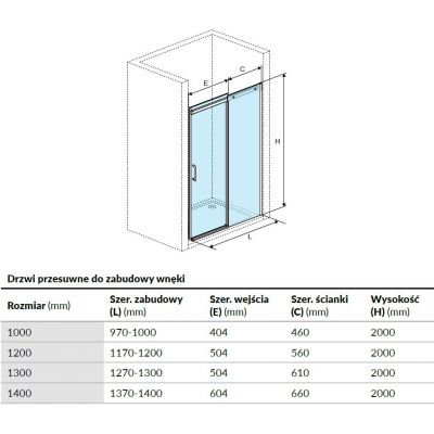 Excellent Rols drzwi prysznicowe 100 cm wnękowe chrom/szkło przezroczyste KAEX.2612.1000.LP1/2/KAEX.2612.1000.LP2/2