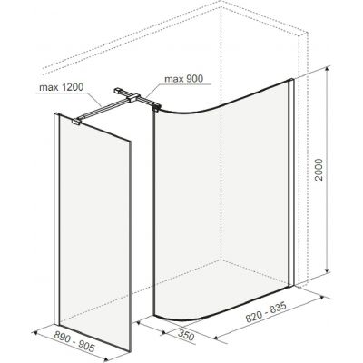 Excellent Vidoq kabina prysznicowa Walk-In 90x83 cm czarny mat/szkło przezroczyste KAEX.1507.K.0900.0830.BL