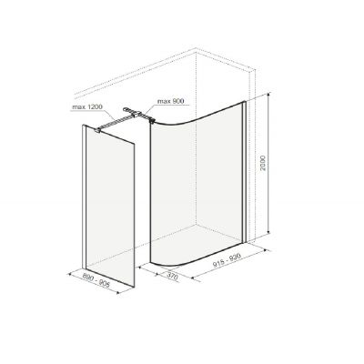 Excellent Vidoq kabina prysznicowa Walk-In 90x93 cm czarny mat/szkło przezroczyste KAEX.1507.K.0900.0930.BL