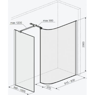 Excellent Vidoq kabina prysznicowa Walk-In 100x93 cm czarny mat/szkło przezroczyste KAEX.1507.K.1000.0930.BL