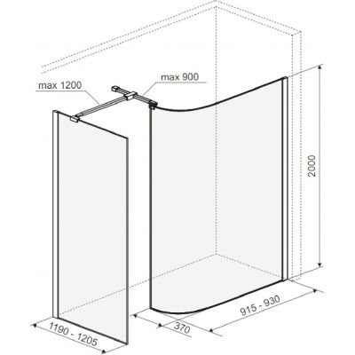 Excellent Vidoq kabina prysznicowa Walk-In 120x93 cm chrom/szkło przezroczyste KAEX.1507.K.1200.0930.CR