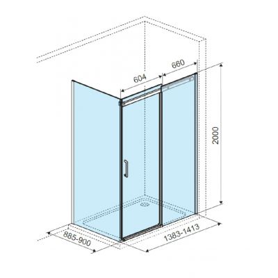 Excellent Rols kabina prysznicowa 140x90 cm czarny mat/szkło przezroczyste KAEX.2616.K.1400.0900.BL