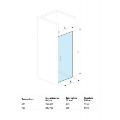 Excellent Mazo drzwi prysznicowe 90 cm uchylne KAEX,3005,1010,9000,LP