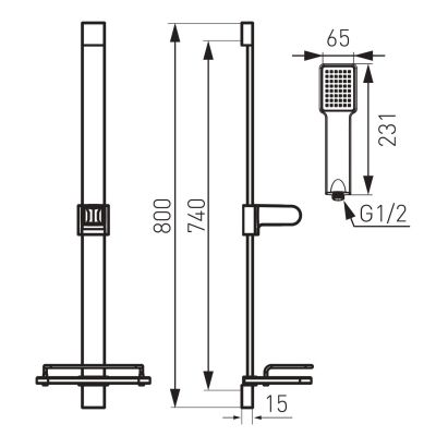 FDesign Pinnea zestaw prysznicowy ścienny z drążkiem chrom FD3-102-11