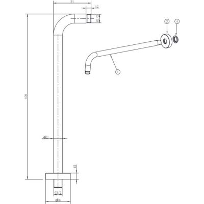 FDesign Inula ramię prysznicowe 40 cm czarne FD8-402-22