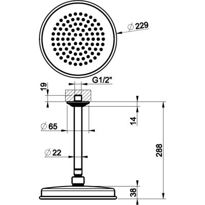 Gessi Venti20 deszczownica z ramieniem 22,9x22,9 cm okrągła mosiądz szczotkowany 65152.727
