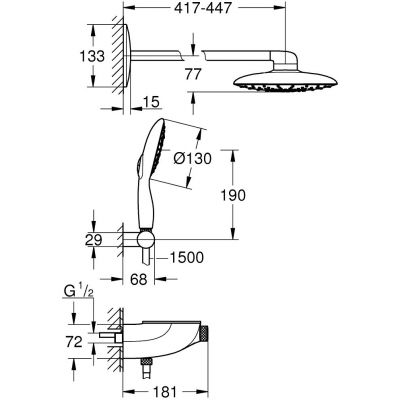 Grohe Rainshower System SmartControl Mono 360 zestaw prysznicowy podtynkowy termostatyczny z deszczownicą chrom 26446000