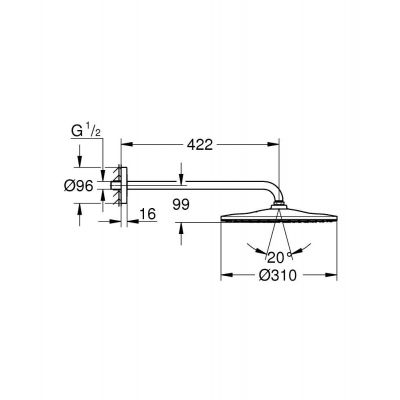 Grohe deszczownica z ramieniem 31 cm okrągła chrom 26557000