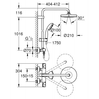 Grohe Bau System 210 zestaw prysznicowy termostatyczny z deszczownicą chrom 26699000