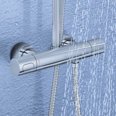 Grohe Rainshower zestaw prysznicowy ścienny termostatyczny z deszczownicą chrom 27032001