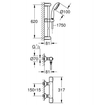 Grohe Precision Flow zestaw prysznicowy ścienny termostatyczny chrom 34841000