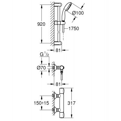 Grohe Precision Flow zestaw prysznicowy ścienny termostatyczny chrom 34842000