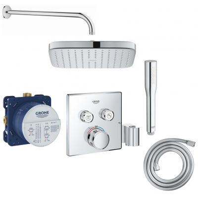 Zestaw Grohe Grohtherm SmartControl bateria wannowo-prysznicowa podtynkowa z deszczownicą i zestawem prysznicowym chrom (29125000, 35600000, 26695000, 27851000, 28741002, 27400000)
