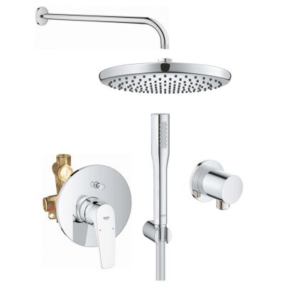 Zestaw Grohe Start Flow bateria wannowo-prysznicowa podtynkowa z deszczownicą i zestawem prysznicowym chrom (29117000, 27369000, 26815000, 27851000, 226963001)