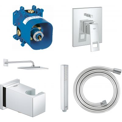 Zestaw Grohe Eurocube bateria podtynkowa z kompletem natryskowym i deszczownicą chrom (19896000, 35501000, 26564000, 26370000, 27699000, 28364000)