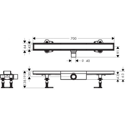 Hansgrohe RainDrain Compact odpływ liniowy 70 cm stal 56165000