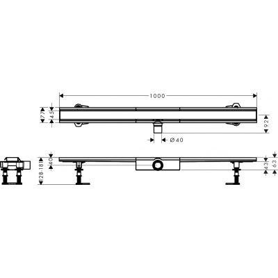 Hansgrohe RainDrain Compact odpływ liniowy 100 cm stal szlachetna szczotkowana 56170800